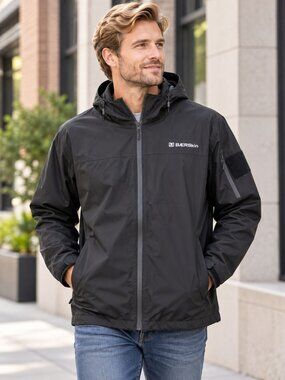 Bærskin Mens Black Waterproof Jacket With Hood Adjustable Drawstrings Size XL